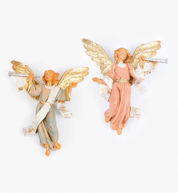 Angeli con tromba (15D-15S) per presepe cm.12 - Statuine presepe cm.12